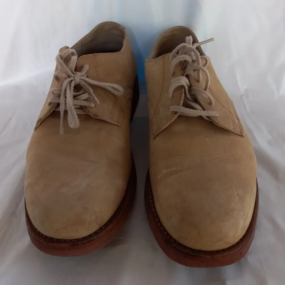 LL Bean Oxford Shoes Beige Leather Suede Vibram 12
